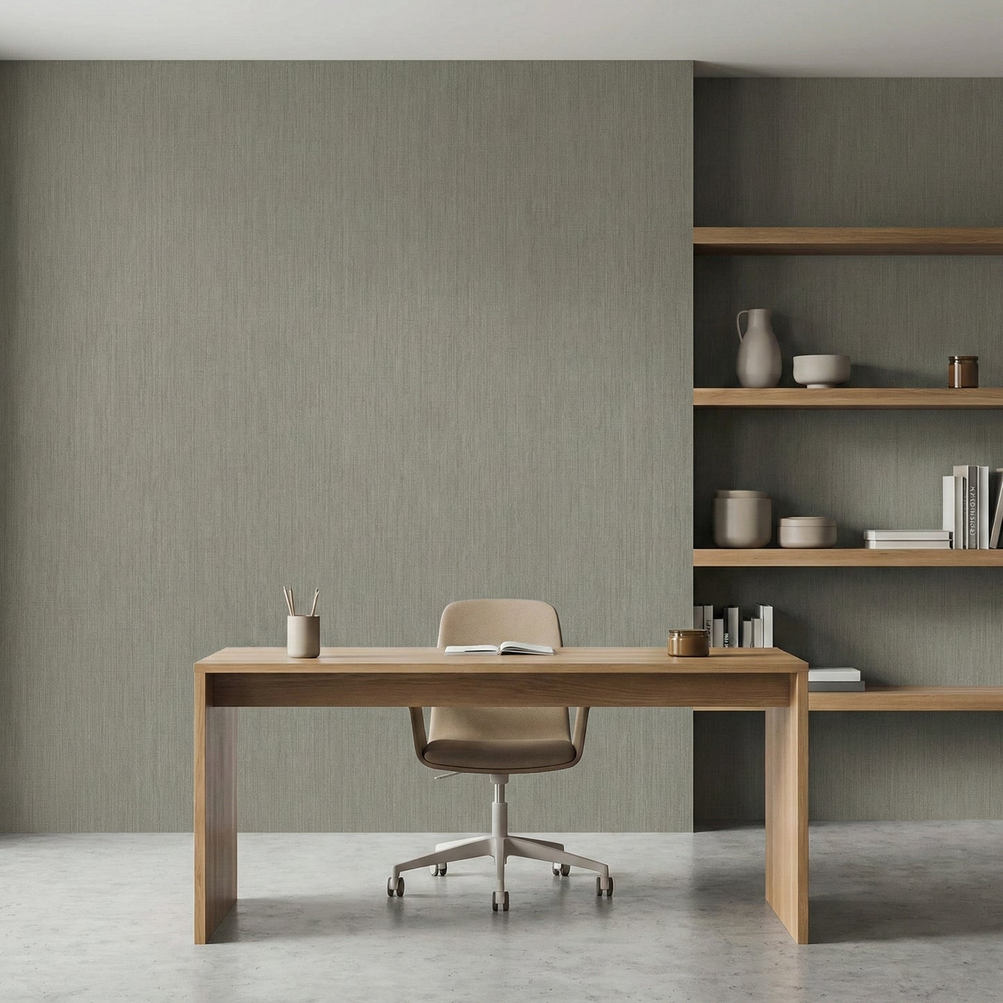 Tapiz Para Pared Textura Lino Gris Verdoso (78155-6)