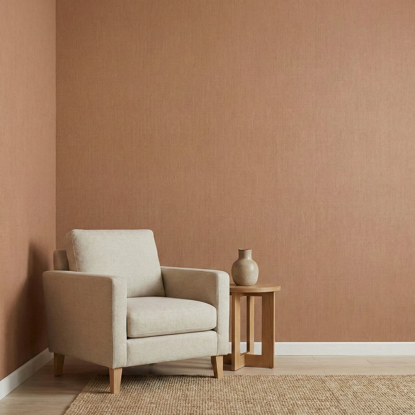 Tapiz Para Pared Textura Lino Marrón Anaranjado (78155-5)