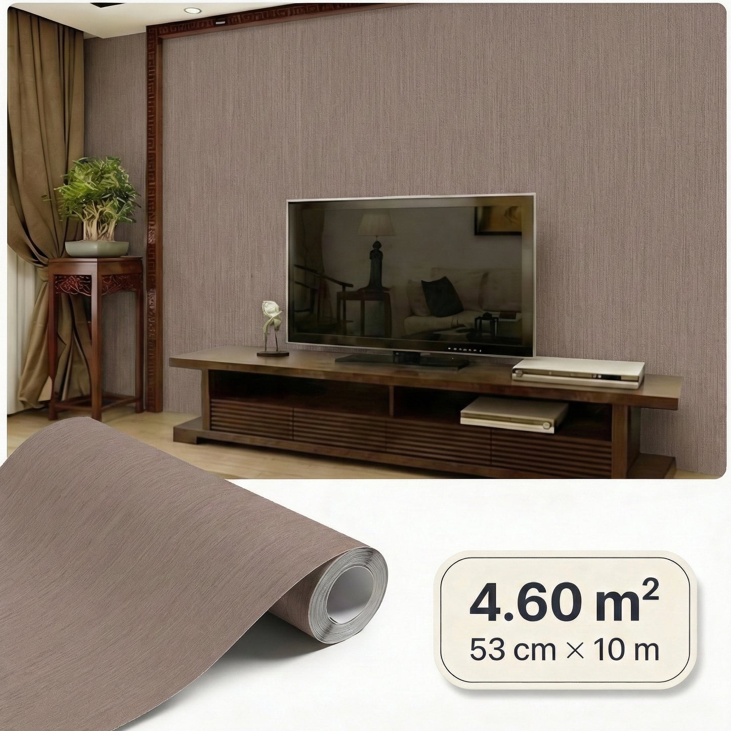 Tapiz Para Pared Textura Lino Marrón Chocolate (78155-4)
