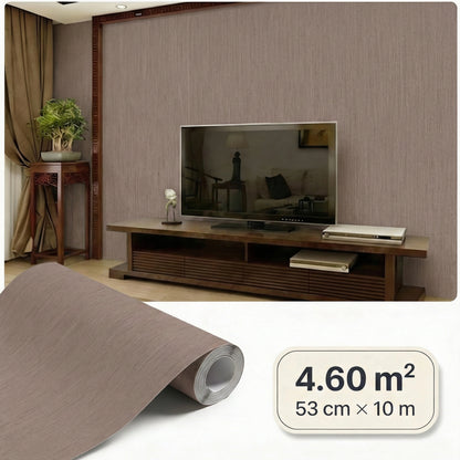 Tapiz Para Pared Textura Lino Marrón Chocolate (78155-4)