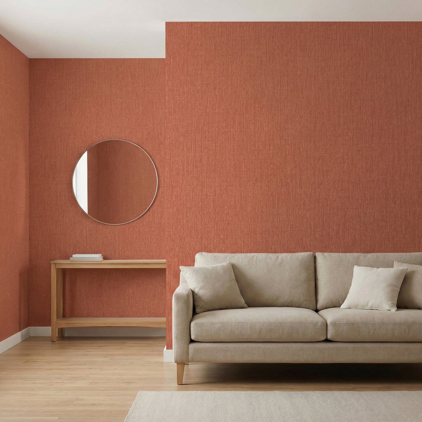 Tapiz Para Pared Textura Lino Rojo Anaranjado (78155-3)
