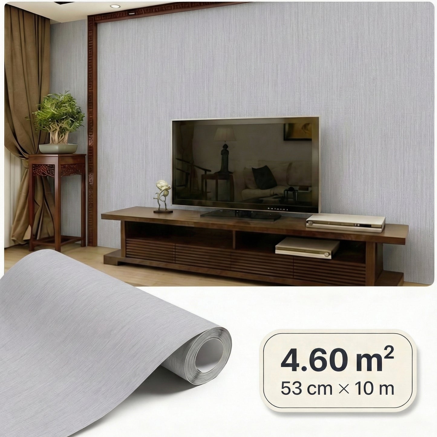Tapiz Para Pared Textura Lino Gris Claro (78154-9)