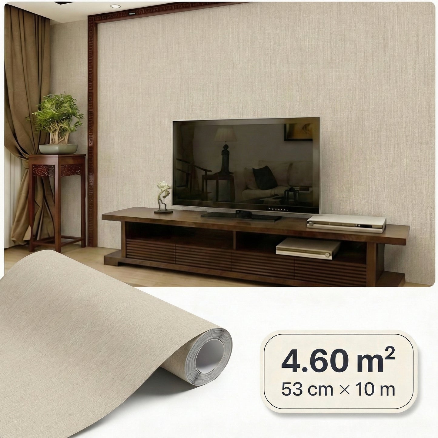 Tapiz Para Pared Textura Lino Beige Arena (78154-6)
