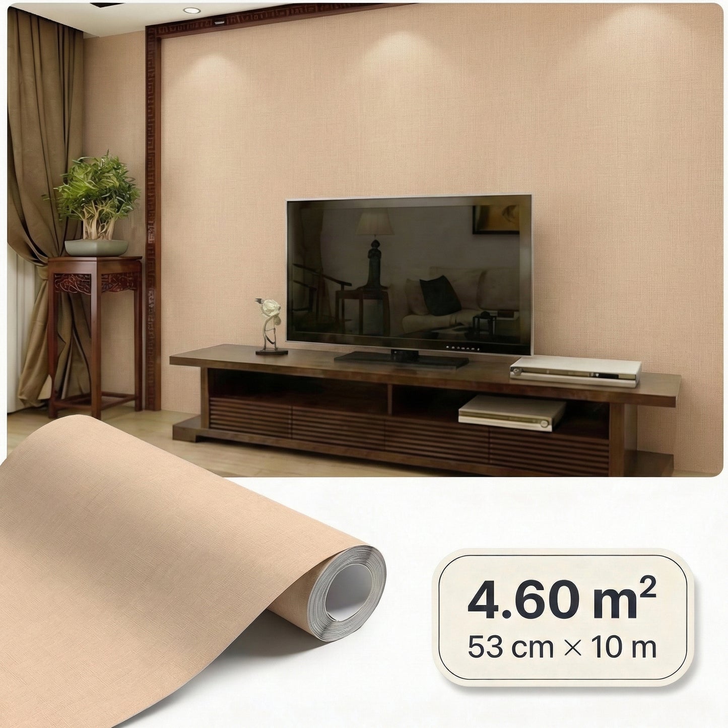 Tapiz Para Pared Textura Lino Beige Anaranjado (78154-5)