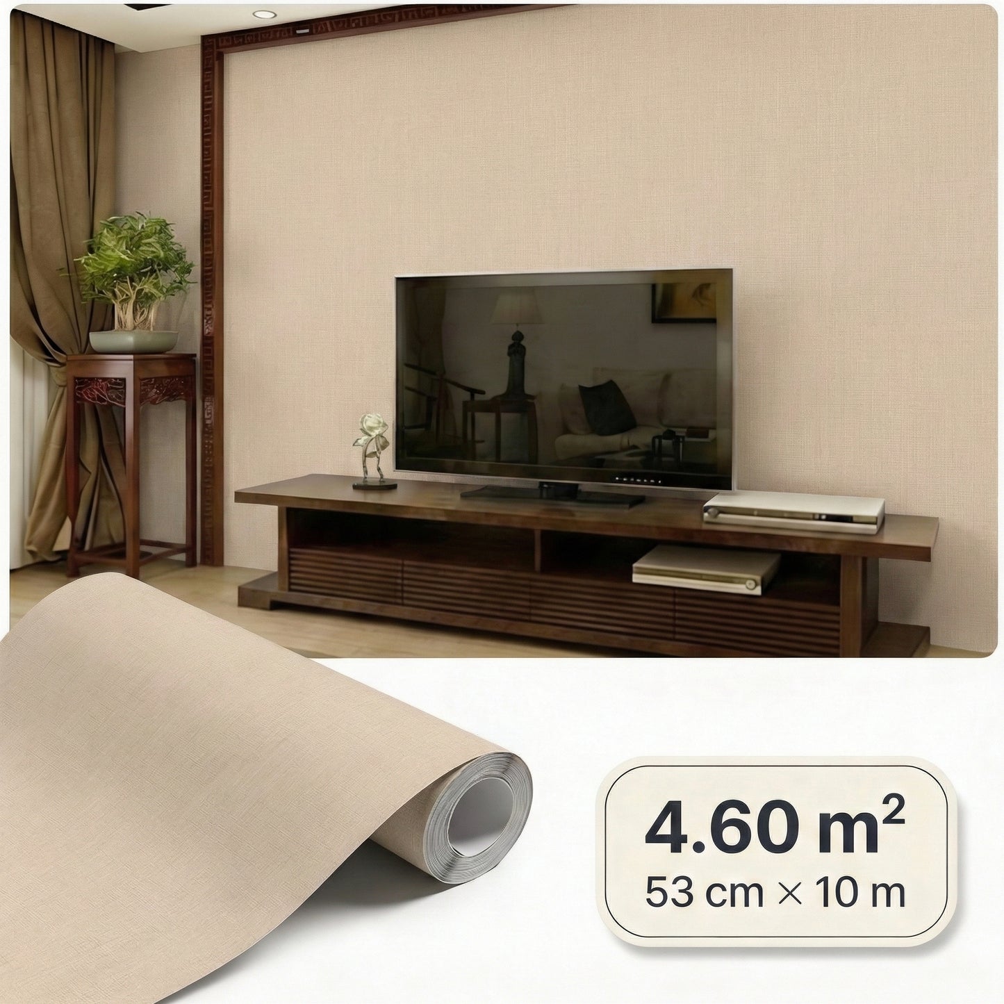 Tapiz Para Pared Textura Lino Beige Crema (78154-4)