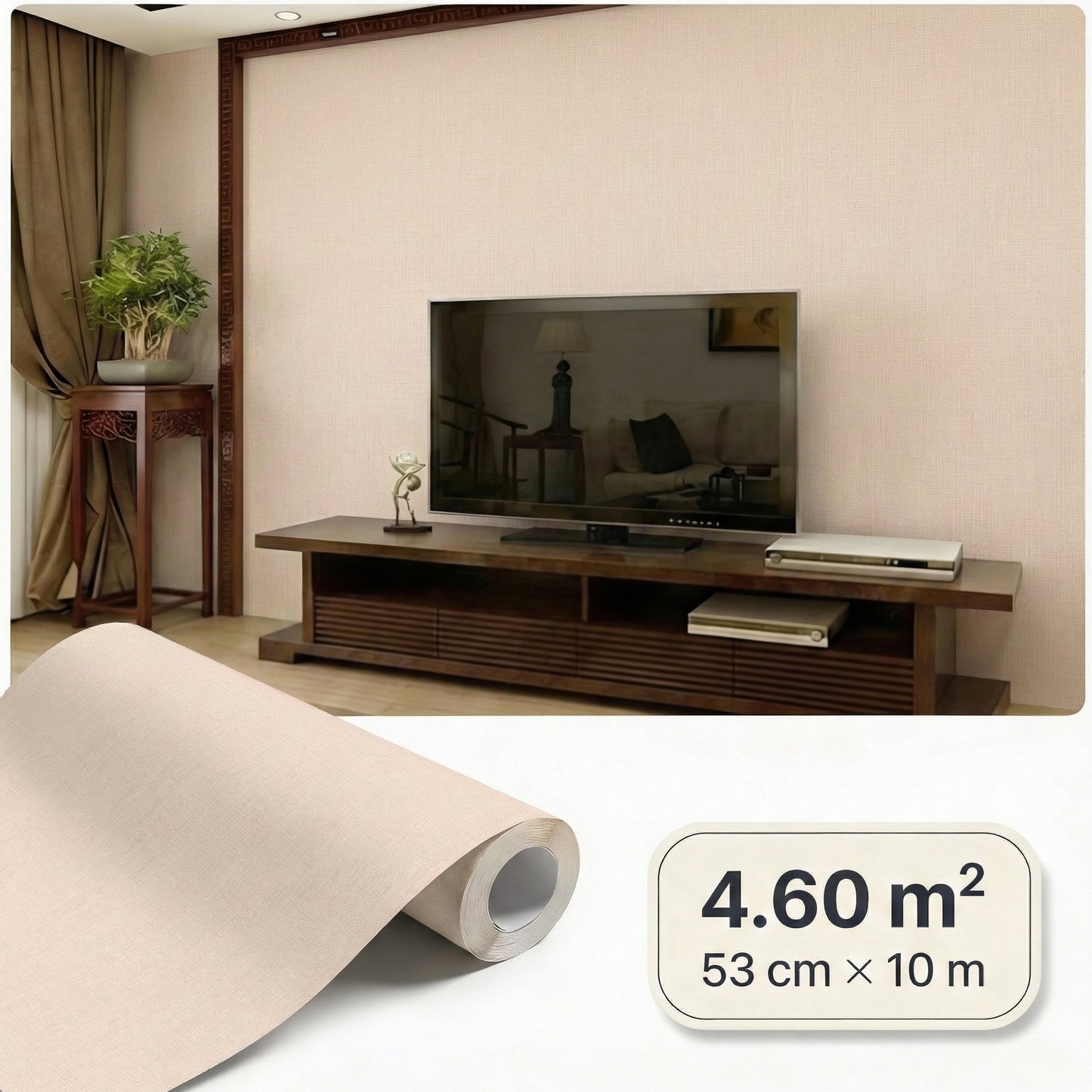 Tapiz Para Pared Textura Lino Crema Anaranjado (78154-1)