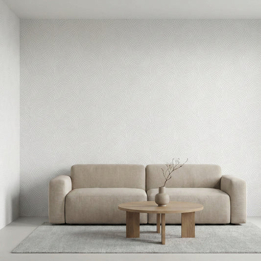 Tapiz Para Pared Diseño Ondas Crema Blanco (78153-4)