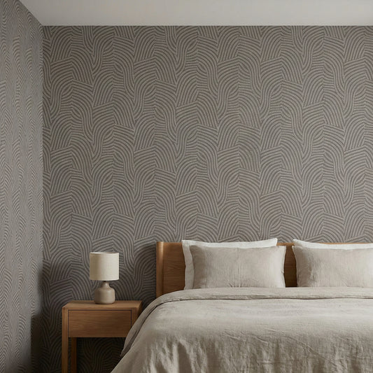 Tapiz Para Pared Diseño Ondas Gris Taupe (78153-3)