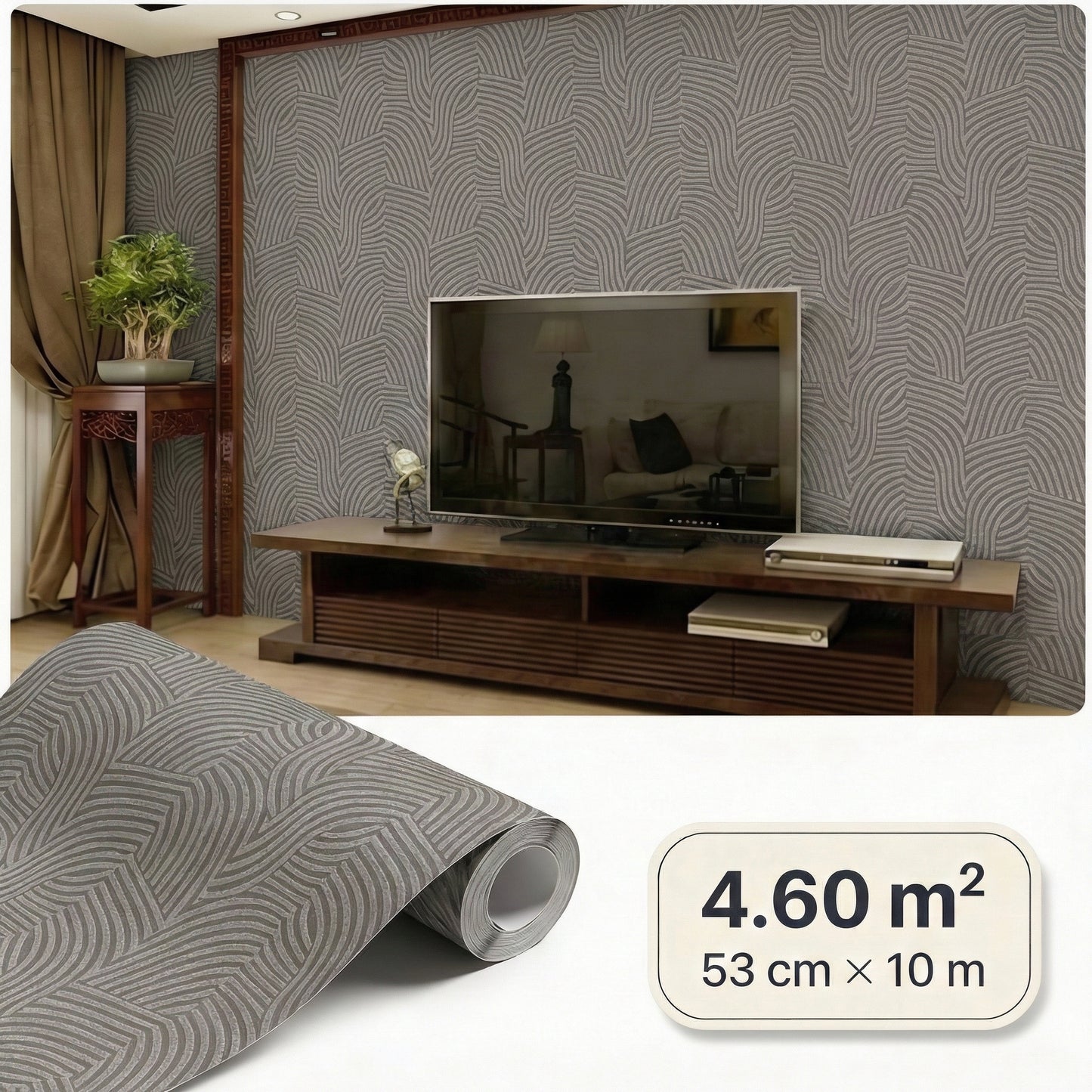Tapiz Para Pared Diseño Ondas Gris Taupe (78153-3)
