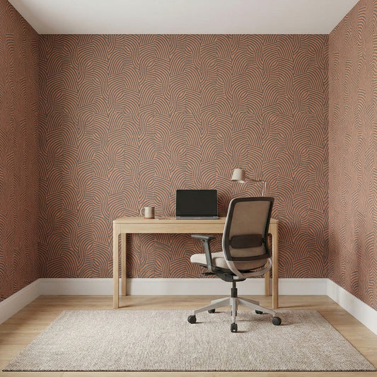 Tapiz Para Pared Diseño Ondas Negro Naranja (78153-2)