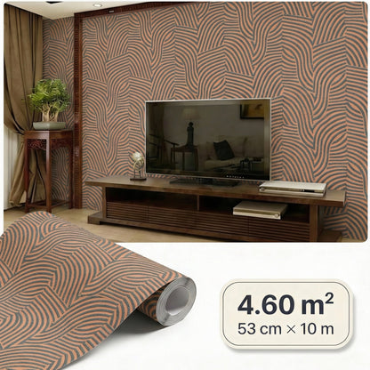 Tapiz Para Pared Diseño Ondas Negro Naranja (78153-2)