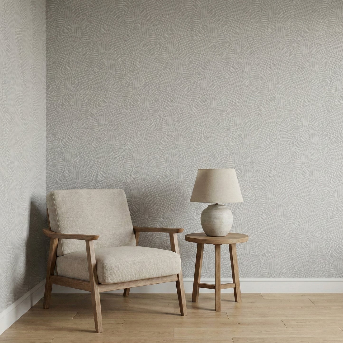 Tapiz Para Pared Diseño Ondas Gris Monocromo (78153-1)