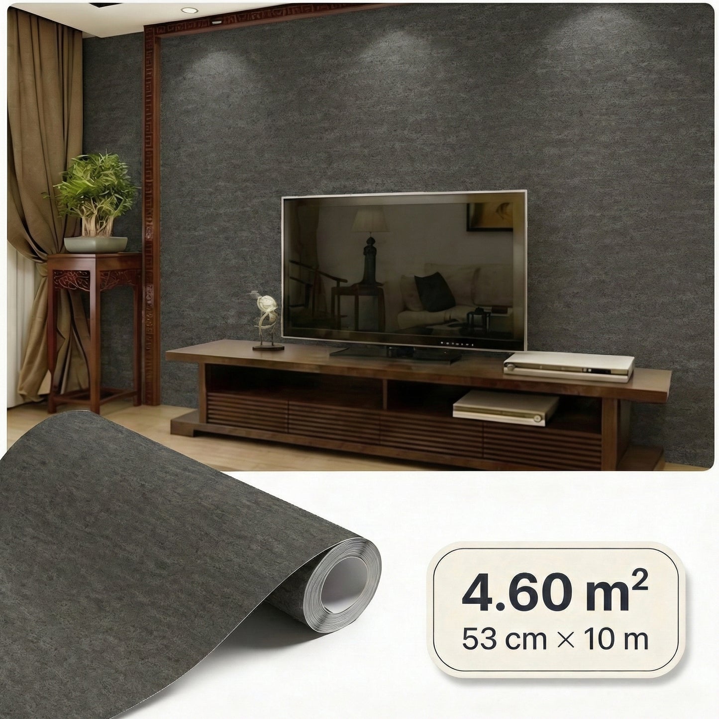 Tapiz Para Pared Efecto Estuco Negro Grisáceo (78152-4)
