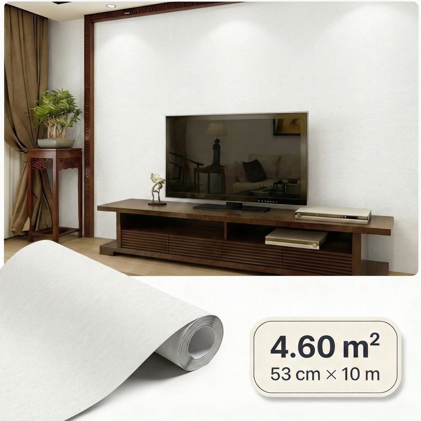 Tapiz Para Pared Efecto Estuco Blanco Crema (78152-1)