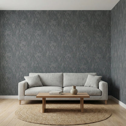 Tapiz Para Pared Diseño Sombras Botánicas Negro Gris (7-81515)