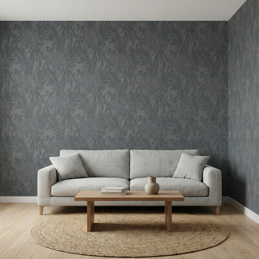 Tapiz Para Pared Diseño Sombras Botánicas Negro Gris (7-81515)