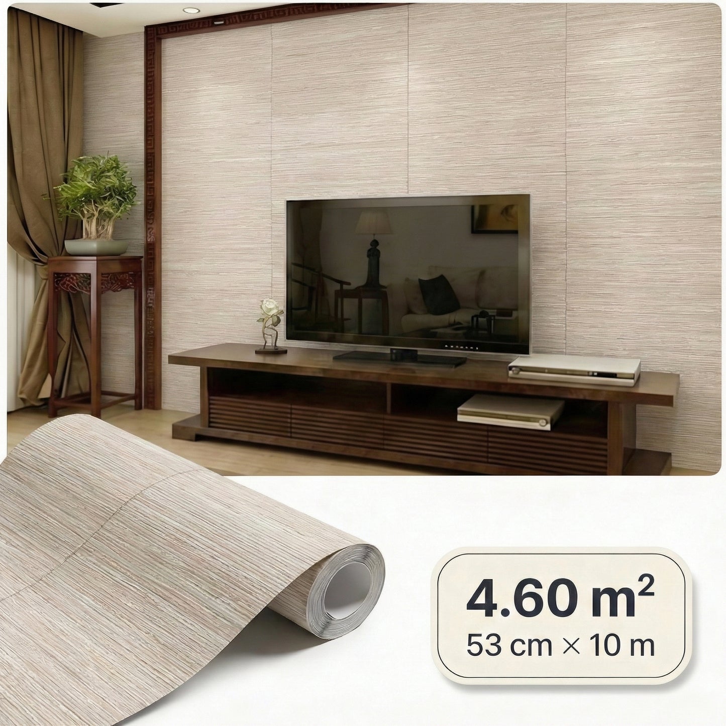 Tapiz Para Pared Efecto Bambú Beige Gris (78129-2)