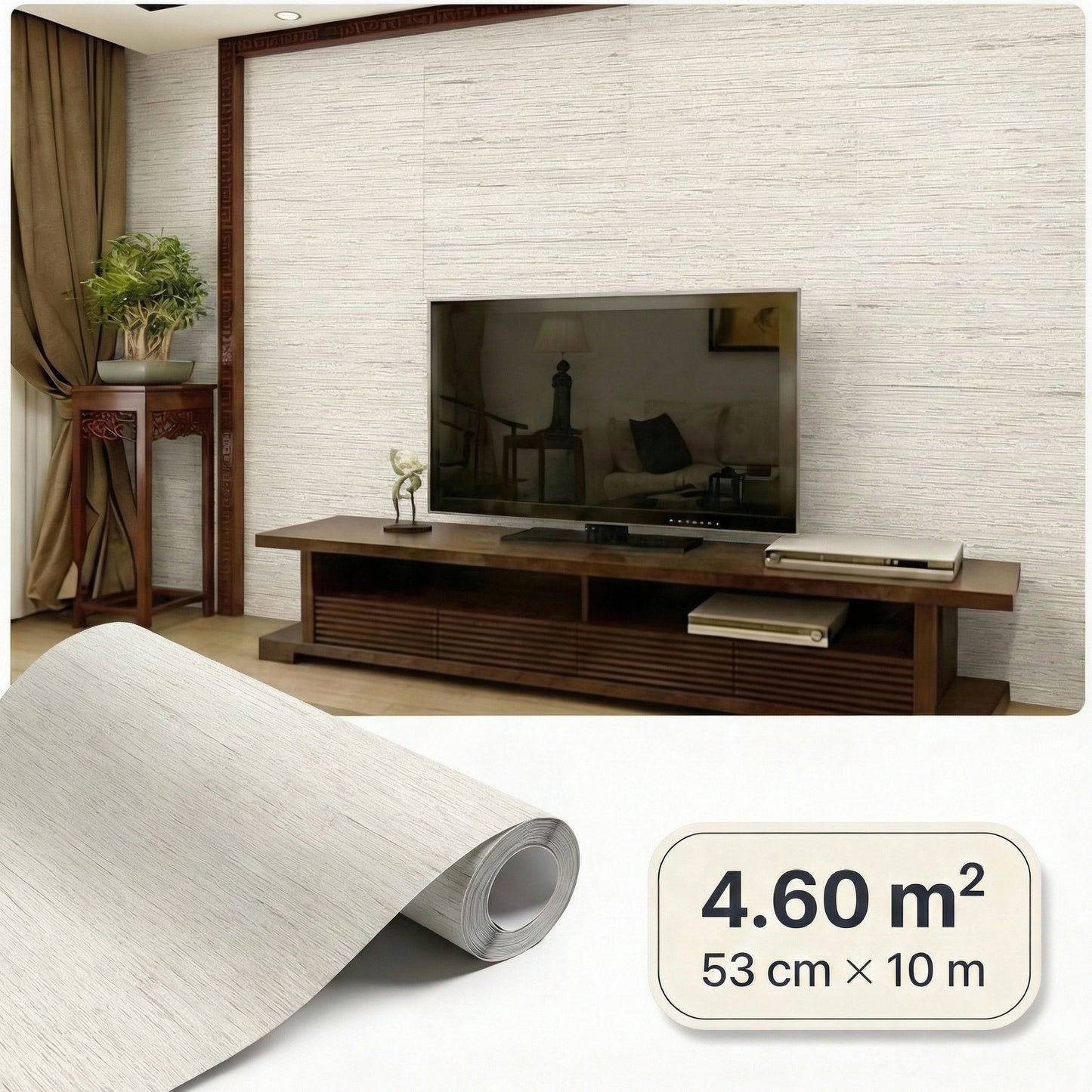 Tapiz Para Pared Efecto Bambú Crema Blanco (78129-1)