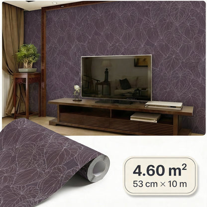 Tapiz Para Pared Diseño Hojas Púrpura Metálico (78128-5)