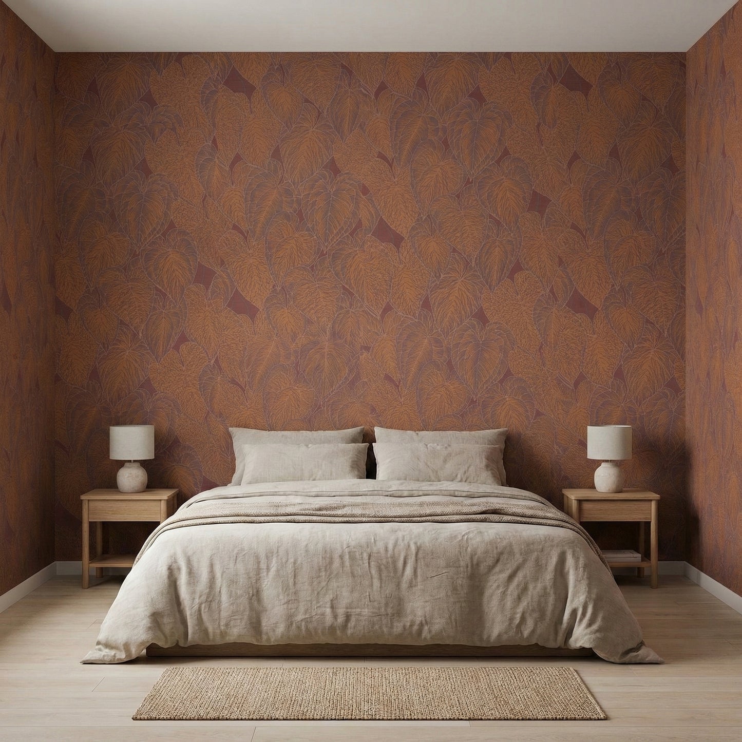 Tapiz Para Pared Diseño Hojas Rojo Púrpura (78128-4)