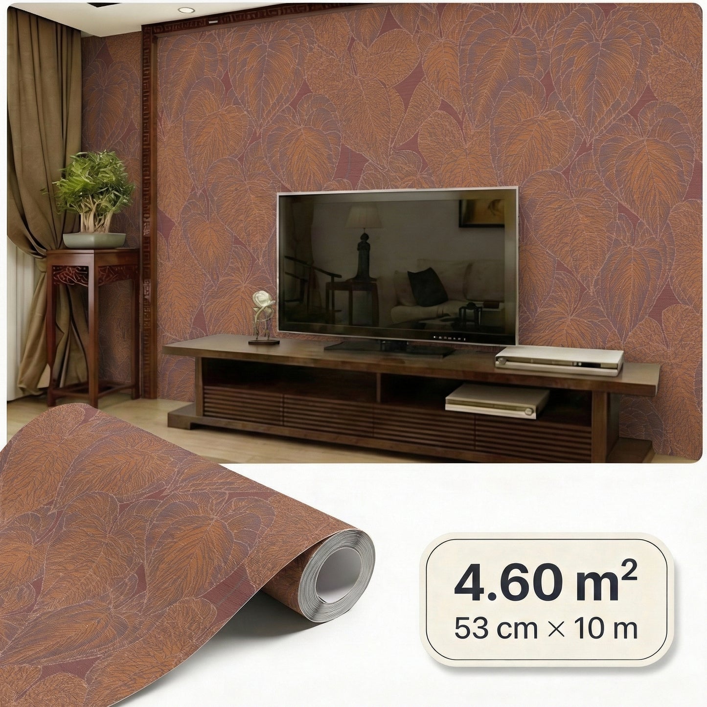 Tapiz Para Pared Diseño Hojas Rojo Púrpura (78128-4)