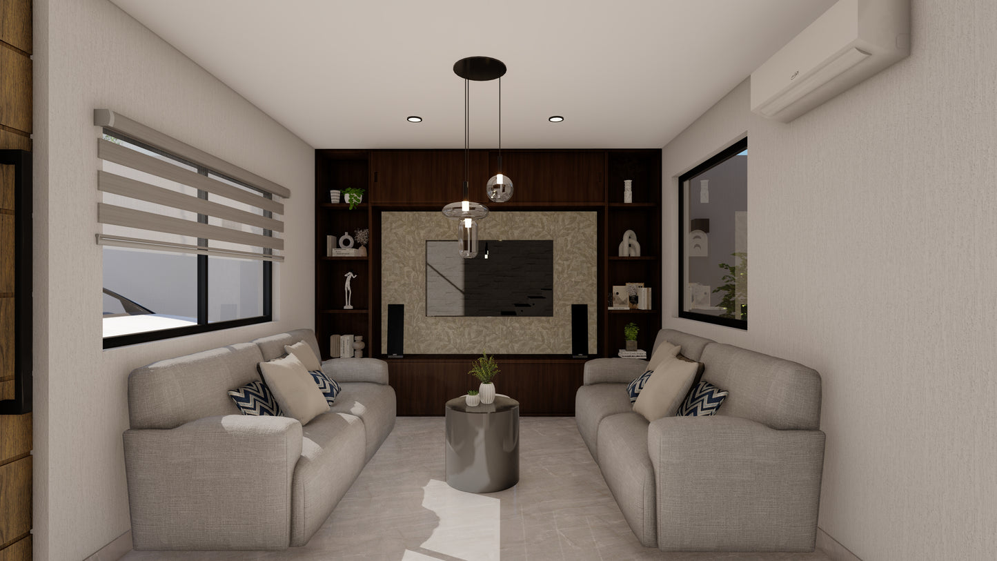 PROYECTO ARQUITECTÓNICO Y DISEÑO DE INTERIOR CASA HABITACIÓN - PROTOTIPO 6 de 8.00M x 20.00M