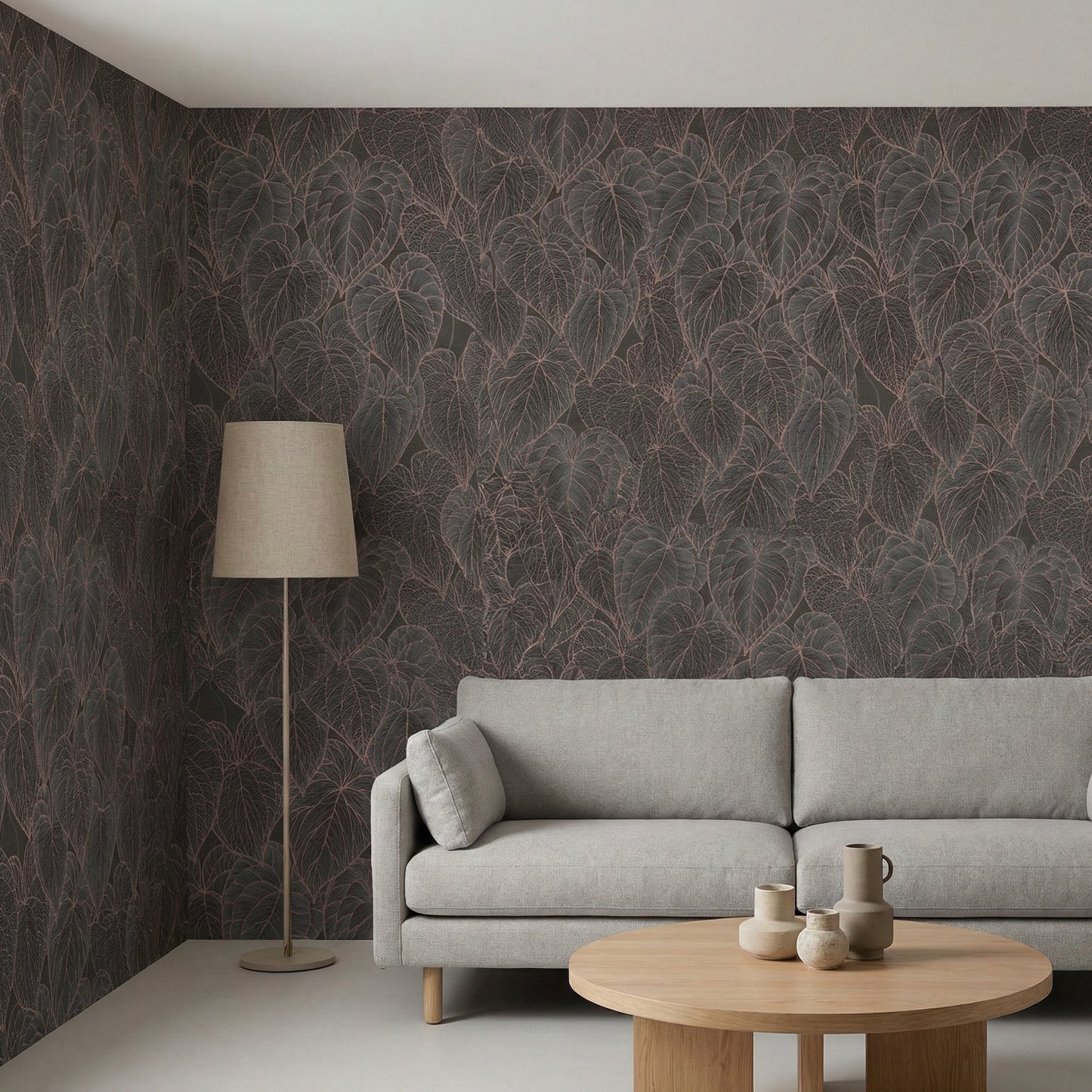 Tapiz Para Pared Diseño Hojas Negro Gris (78128-2)