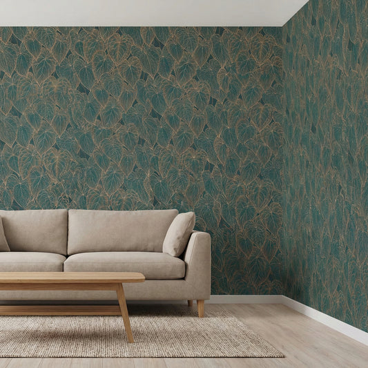 Tapiz Para Pared Diseño Hojas Verde Beige (78128-1)