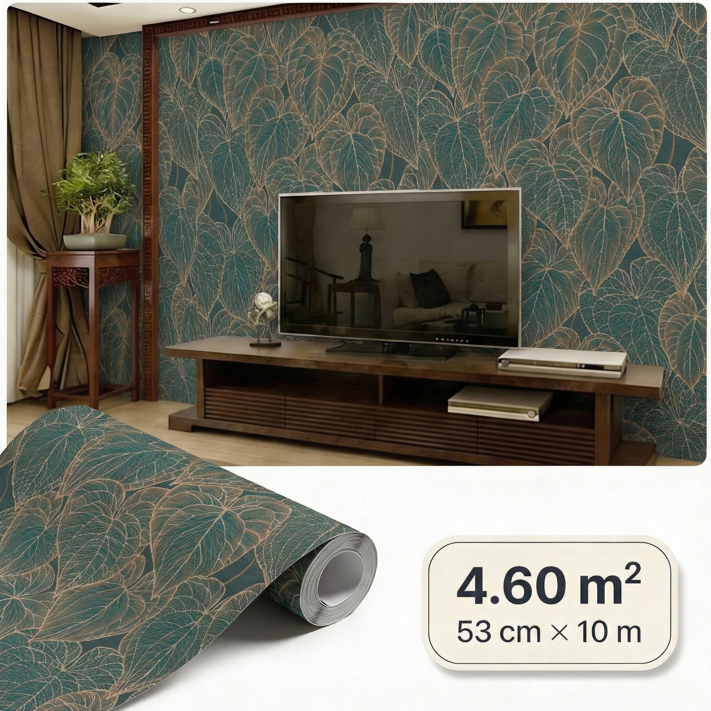 Tapiz Para Pared Diseño Hojas Verde Beige (78128-1)