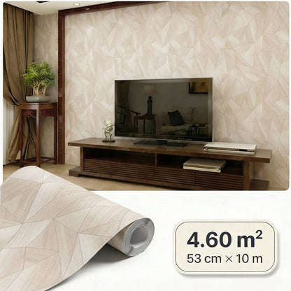 Tapiz Para Pared Diseño Geométrico Beige Metálico (36133-7)