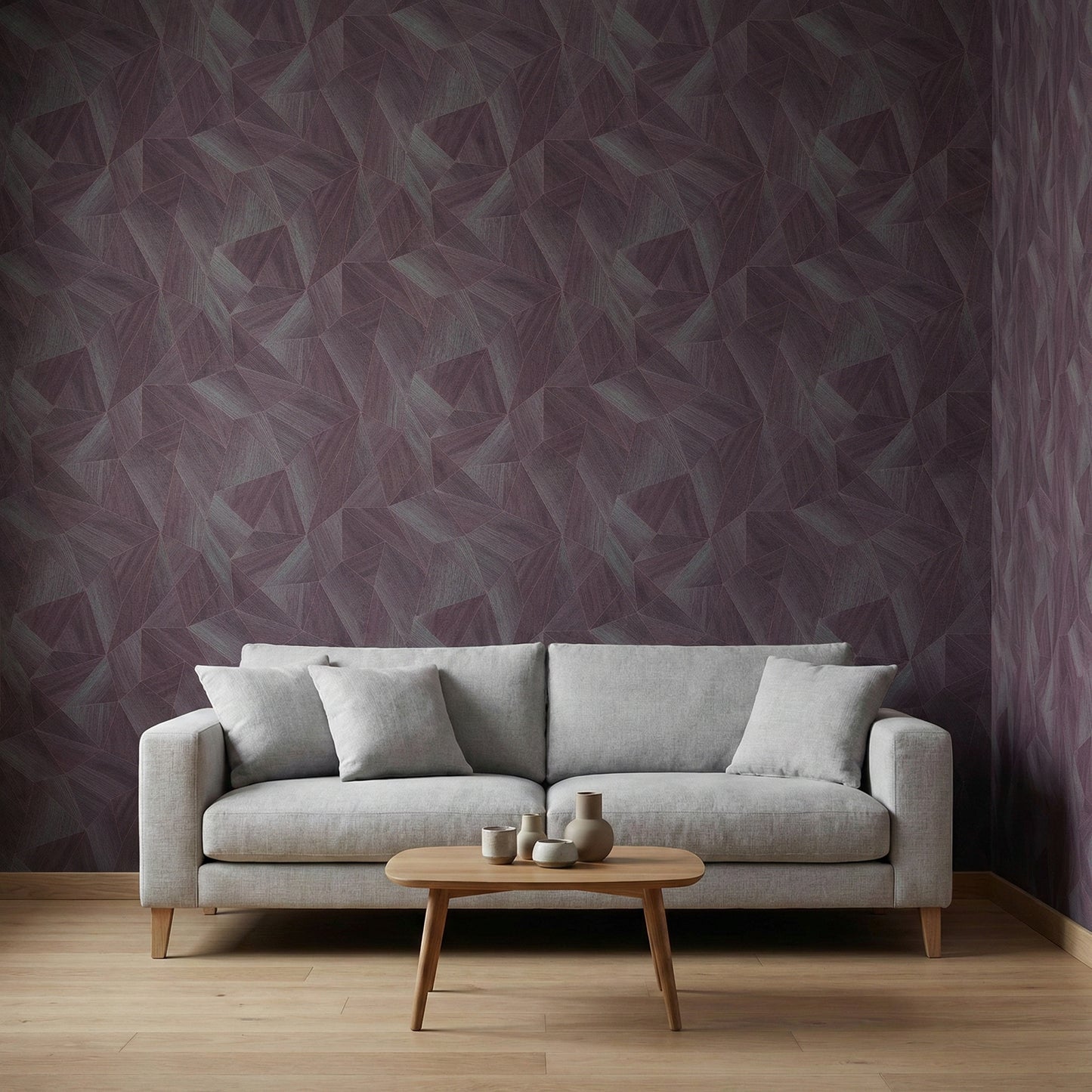 Tapiz Para Pared Diseño Geométrico Púrpura Metálico (36133-5)