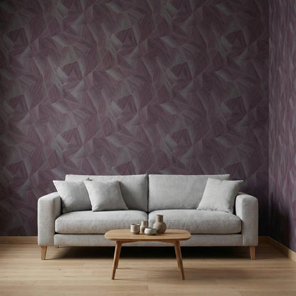 Tapiz Para Pared Diseño Geométrico Púrpura Metálico (36133-5)