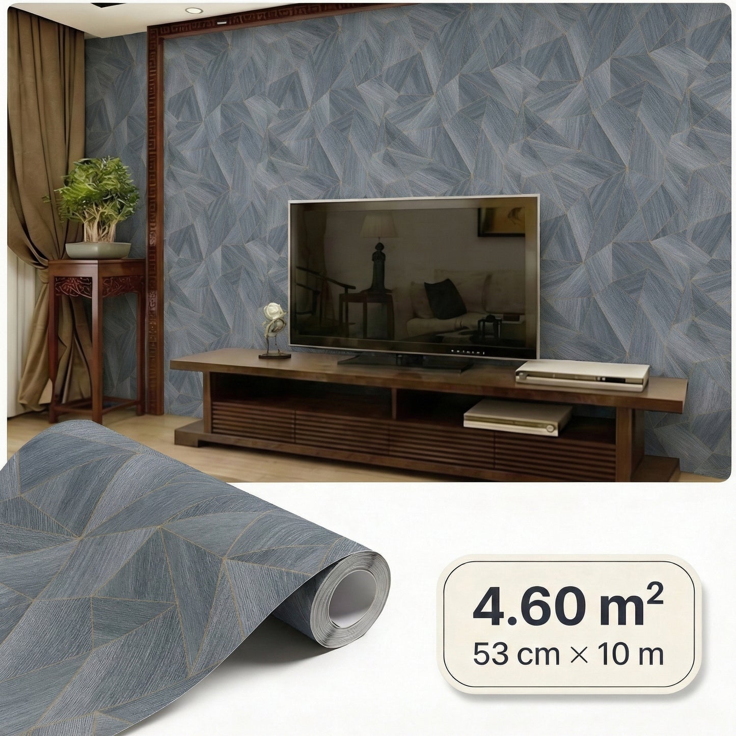 Tapiz Para Pared Diseño Geométrico Negro Oro (36133-3)