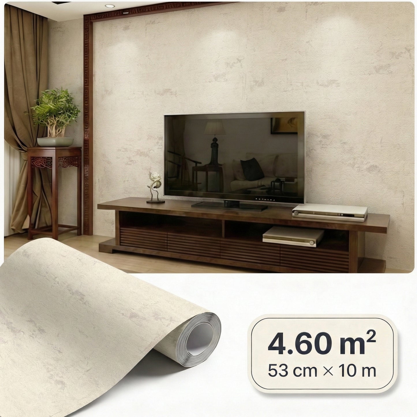 Tapiz Para Pared Efecto Hormigón Crema Gris (30668-2)