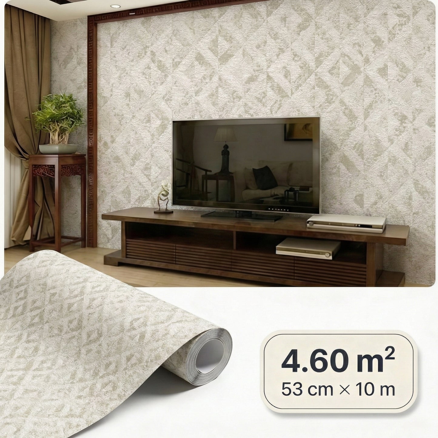 Tapiz Para Pared Rombos Crema y Plata [SKU 395052]