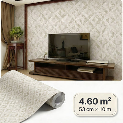 Tapiz Para Pared Rombos Crema y Plata [SKU 395052]