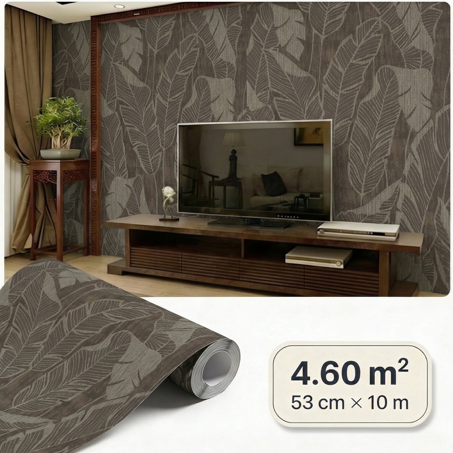Tapiz Para Pared Hojas de Plátano Marrón Tabaco [SKU 395023]
