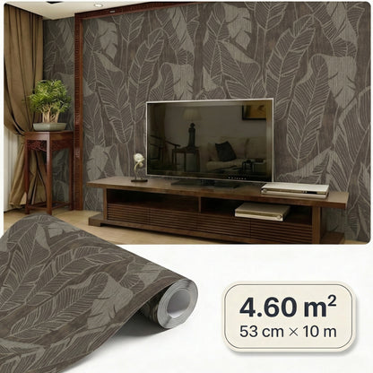 Tapiz Para Pared Hojas de Plátano Marrón Tabaco [SKU 395023]