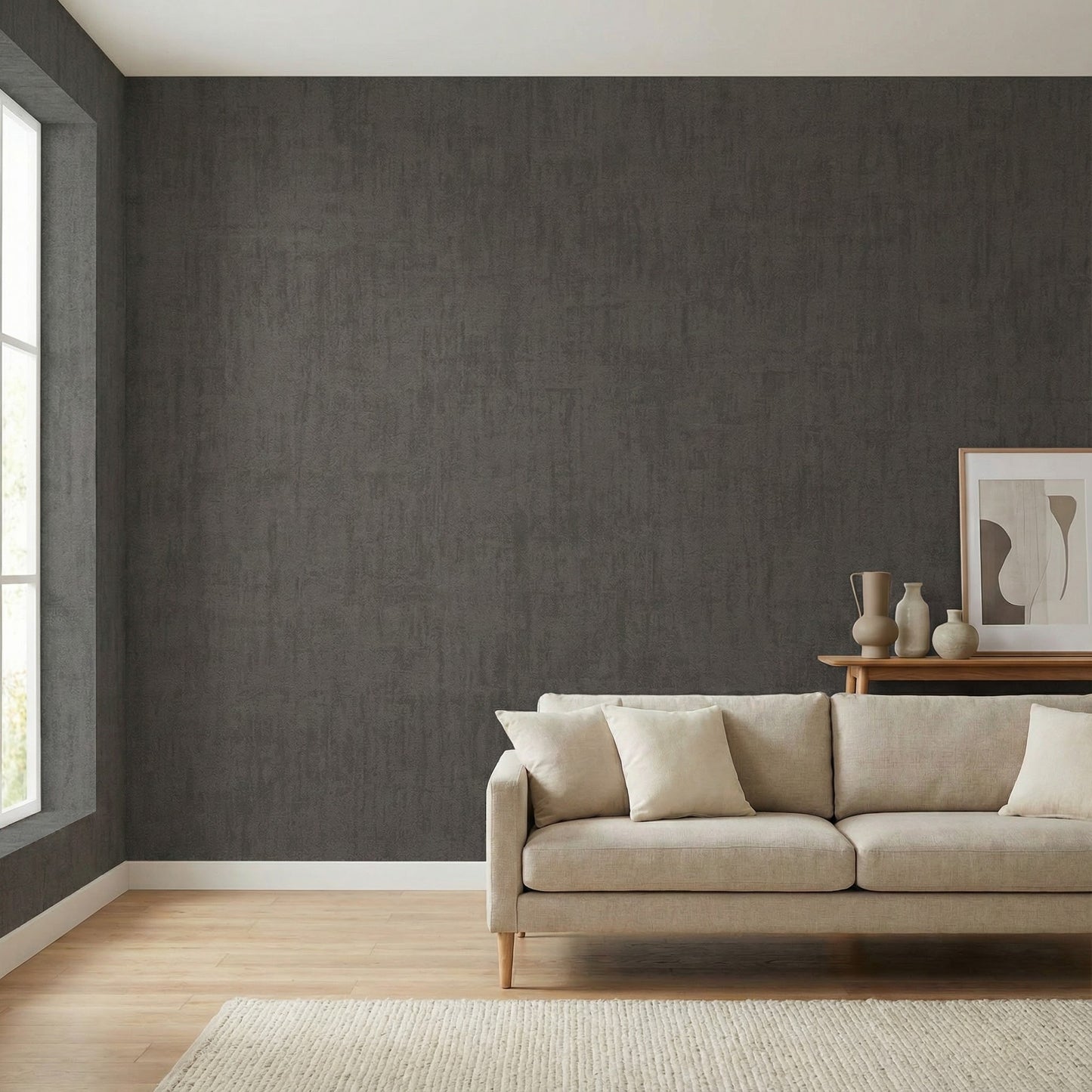 Tapiz Gris Antracita Oscuro Textura Lino [SKU 395031]