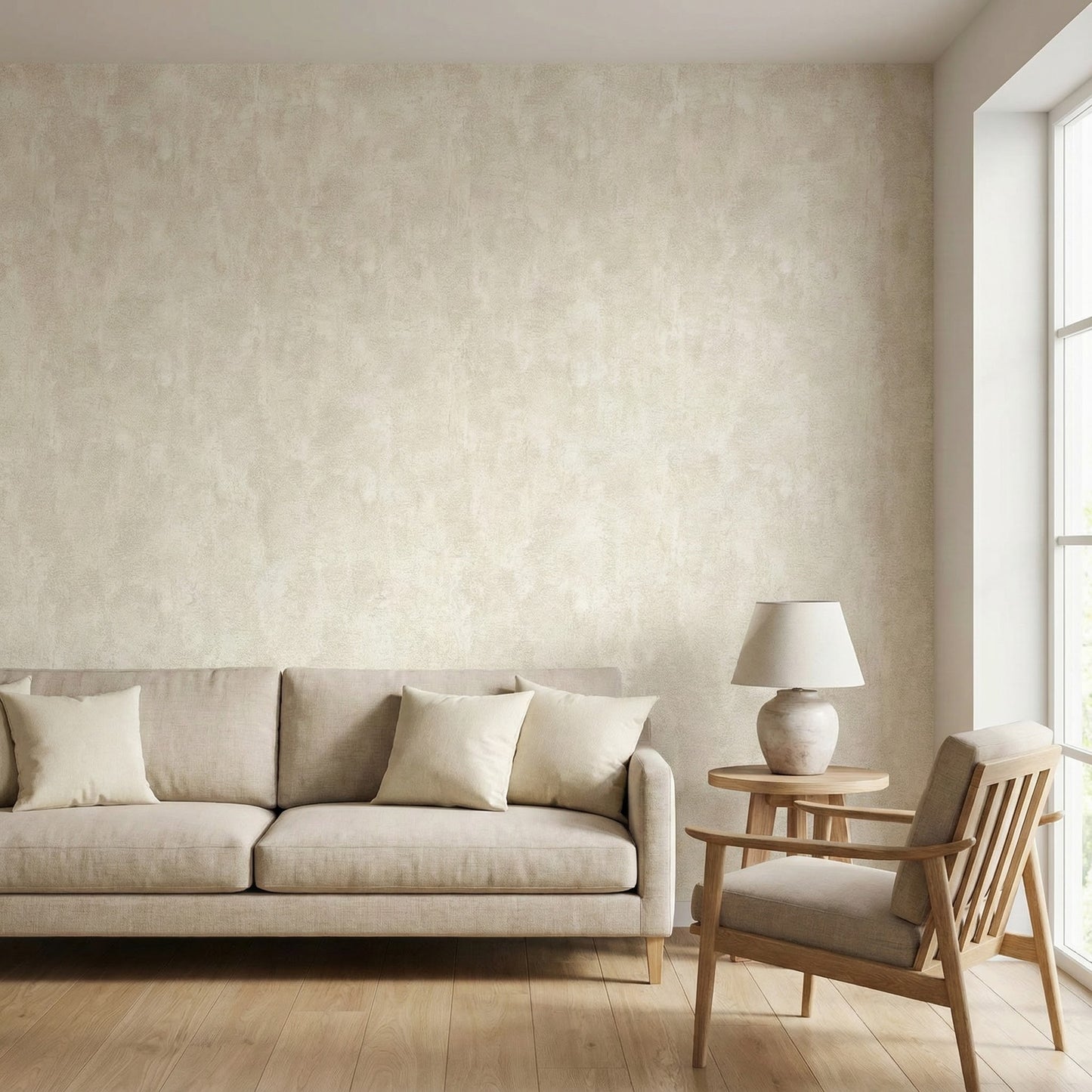 Tapiz Para Pared Beige Grisáceo Efecto Estuco [SKU 230744]