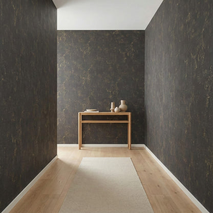 Tapiz Para Pared Efecto Hormigón Negro y Oro [SKU 395115]
