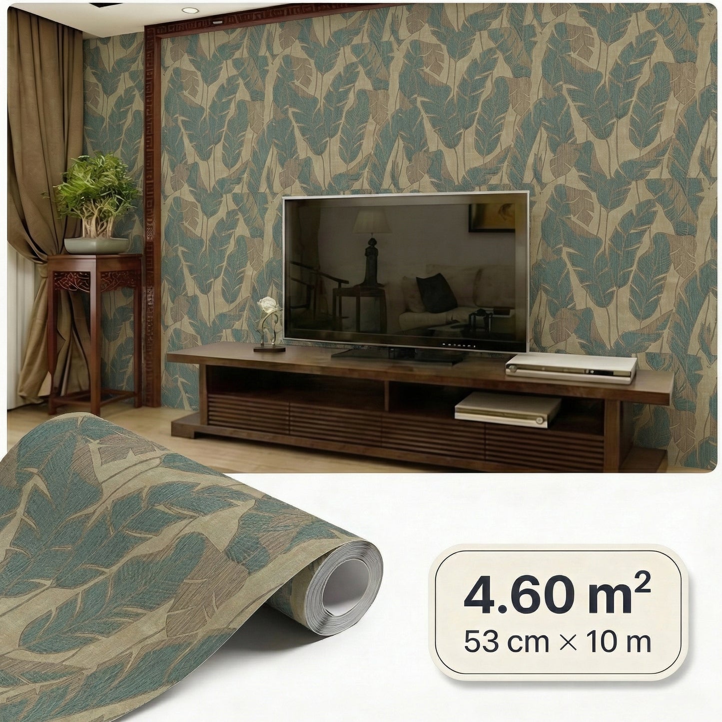 Tapiz Para Pared Hojas de Plátano Verde y Beige [SKU 395022]