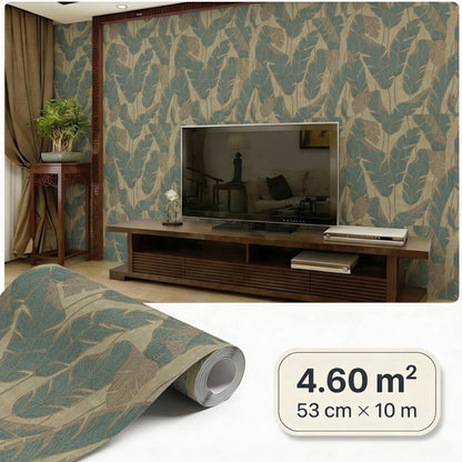 Tapiz Para Pared Hojas de Plátano Verde y Beige [SKU 395022]