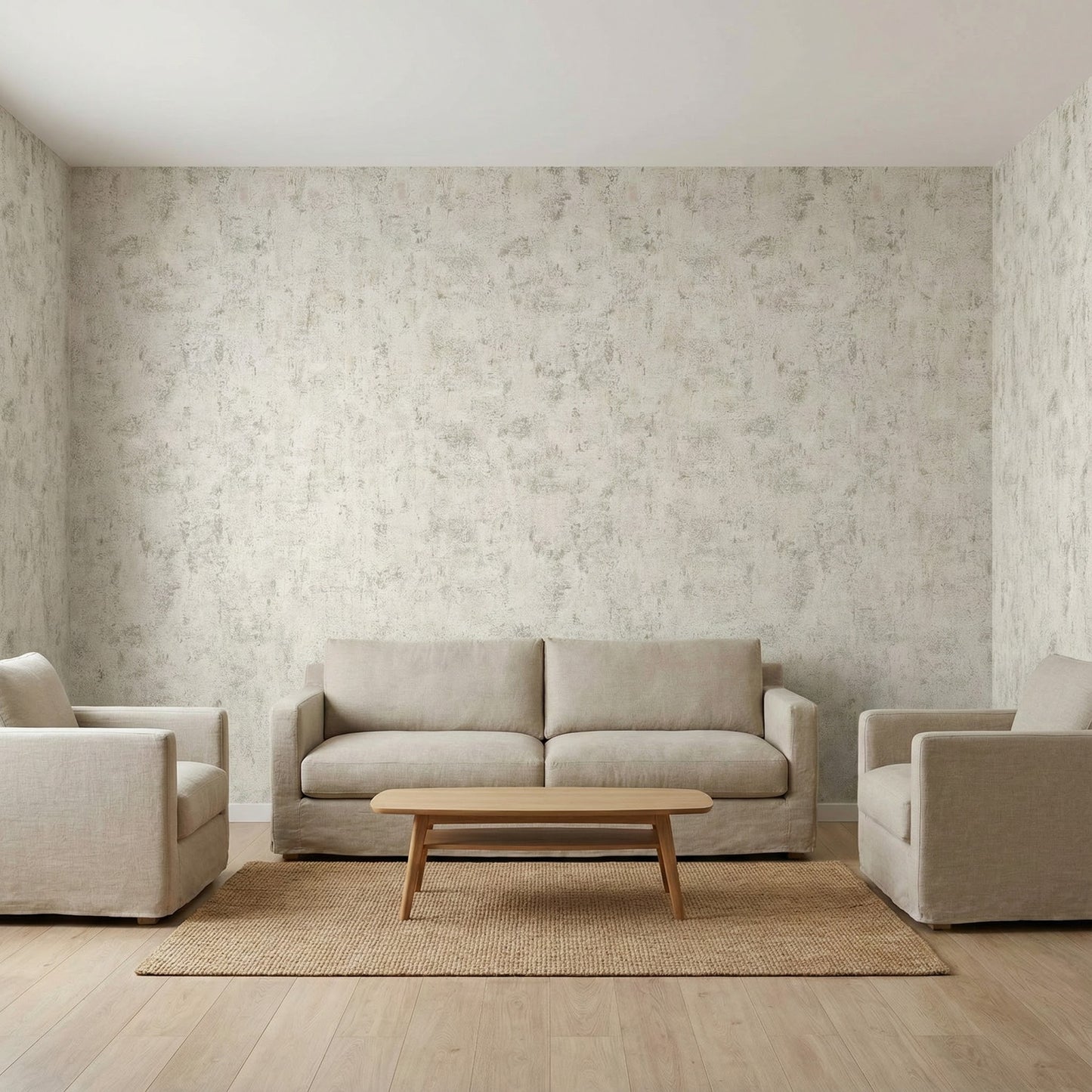 Tapiz Para Pared Efecto Hormigón Marfil y Plata [SKU 395160]