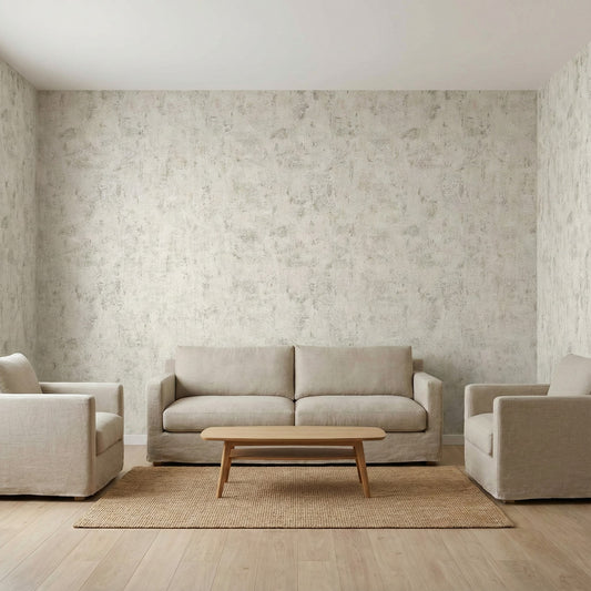 Tapiz Para Pared Efecto Hormigón Marfil y Plata [SKU 395160]