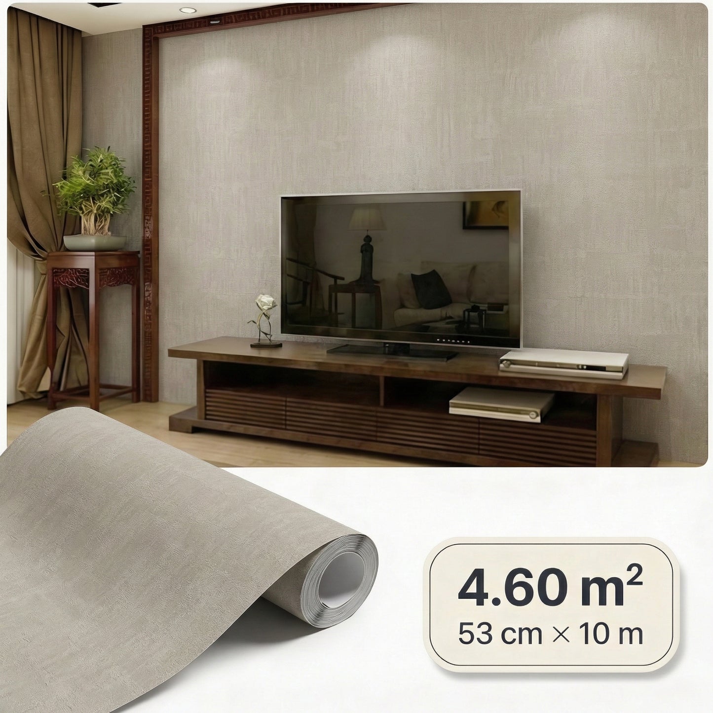 Tapiz Para Pared Beige Cálido Efecto Tejido [SKU 395032]