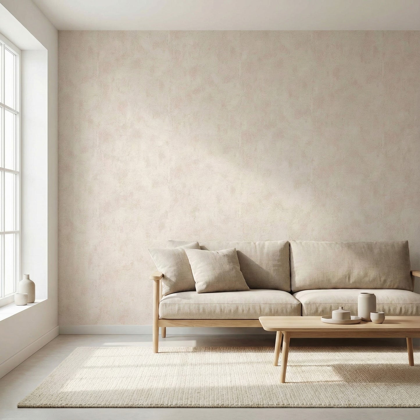 Tapiz Para Pared Beige Crema Efecto Desgastado [SKU 224064]