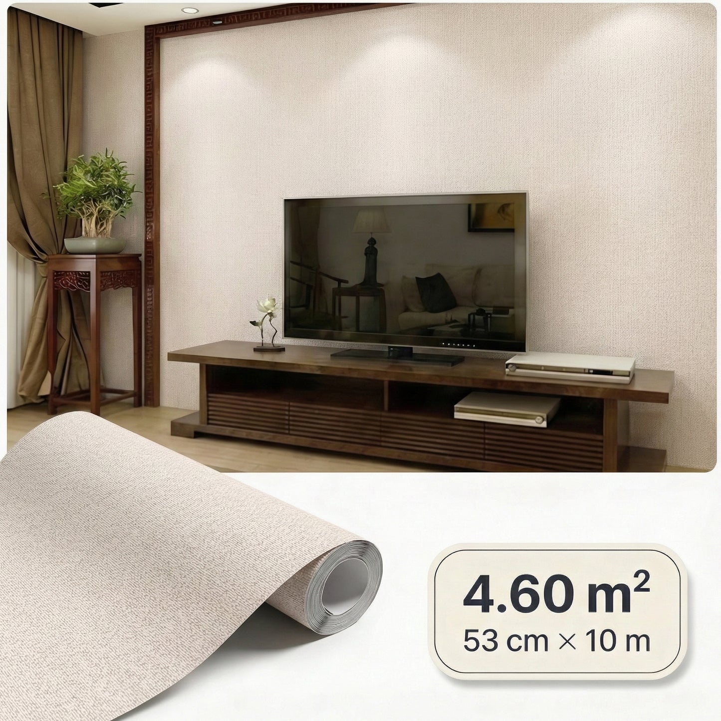 Tapiz Para Pared Beige Arena Efecto Lino [SKU 390394]