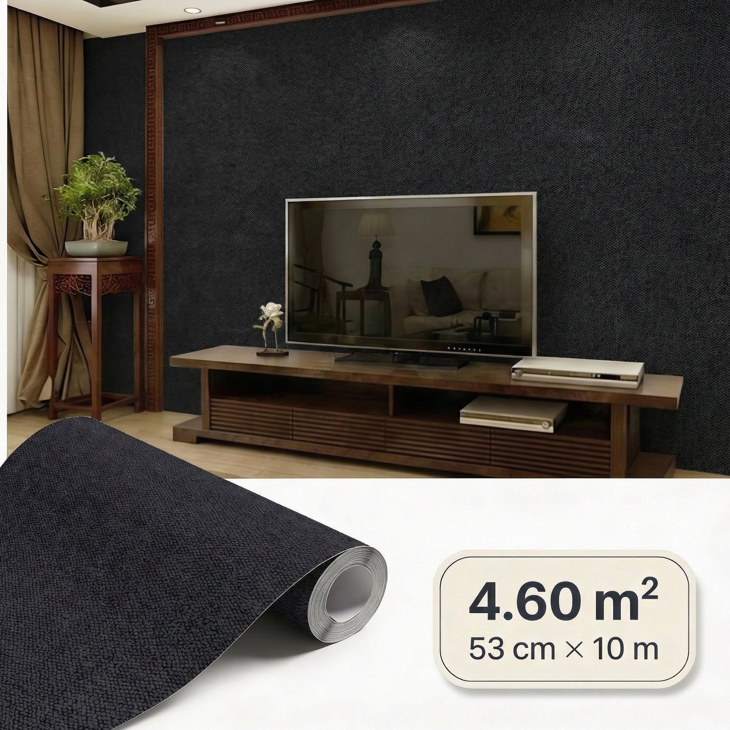 Tapiz Para Pared Negro Profundo Texturizado [SKU 375554]