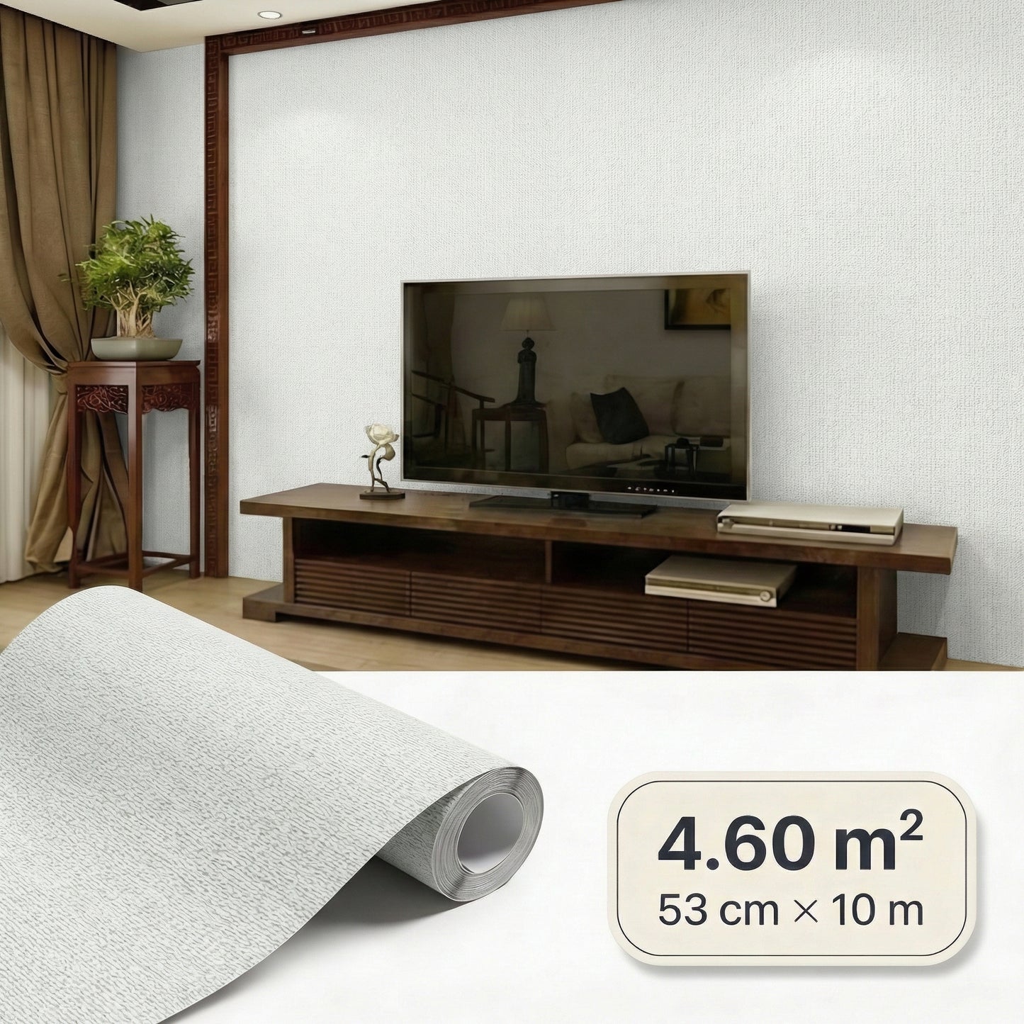 Tapiz Para Pared Blanco Hueso Textura Fina [SKU 390398]